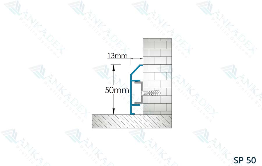 5cm Alüminyum Süpürgelik Profili